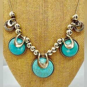 Turquoise and Silver Statement Necklace